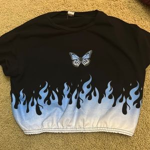 Cropped butterfly shirt, Size 11-12 youth